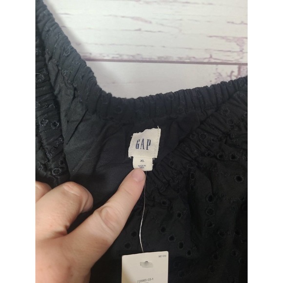 NWT Old Navy Black Off The Shoulder Eyelet Tie Waist Dress Womans Size XL - Picture 5 of 6